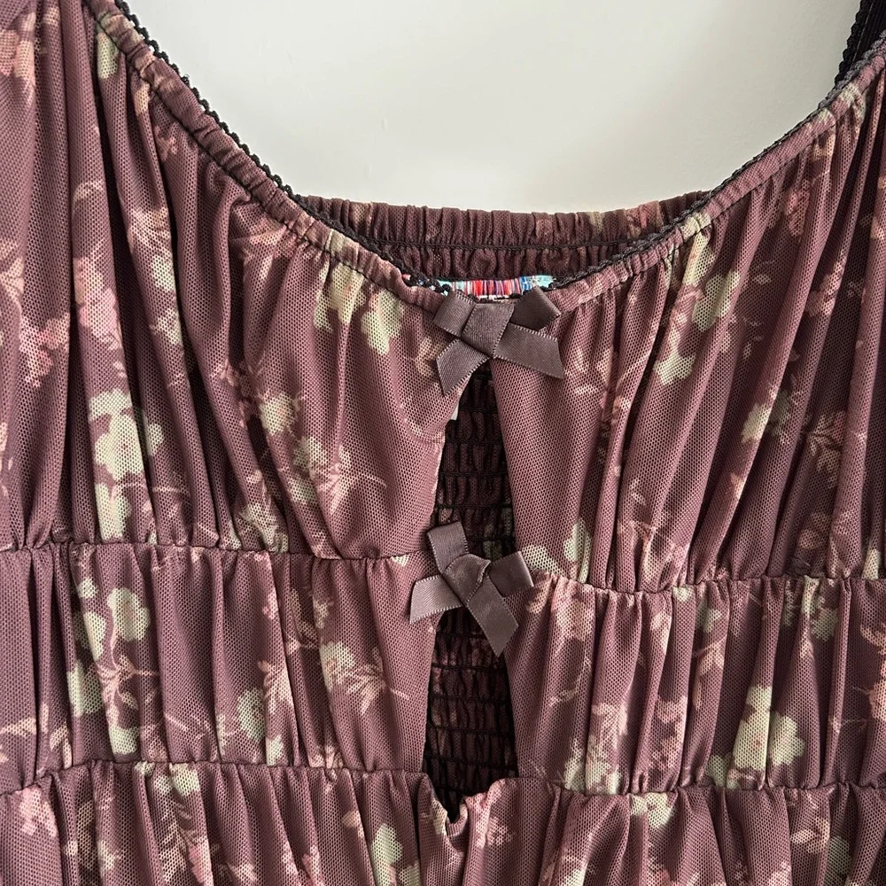 Urban Outfitters Diana Floral Cut Out Romper Brown Green Size L - Picture 3 of 16